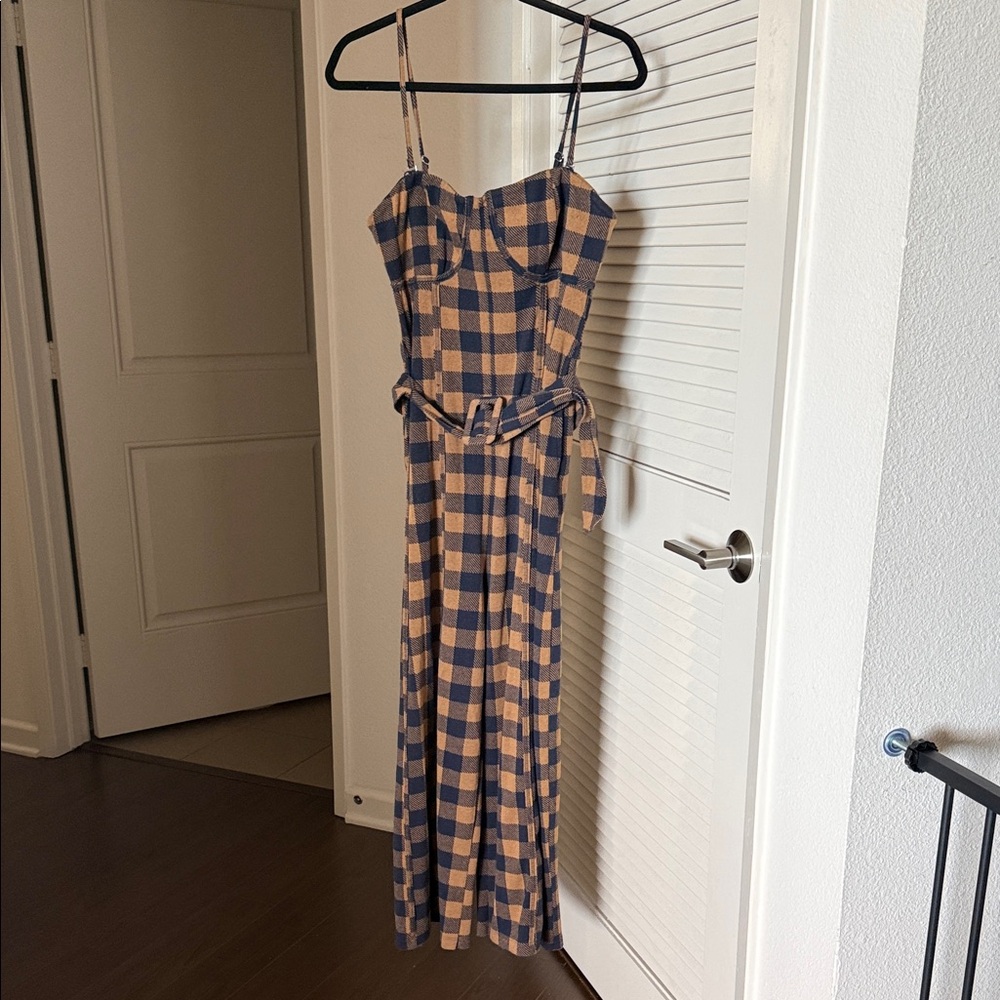 Free People Plaid Spaghetti Strap jumpsuit